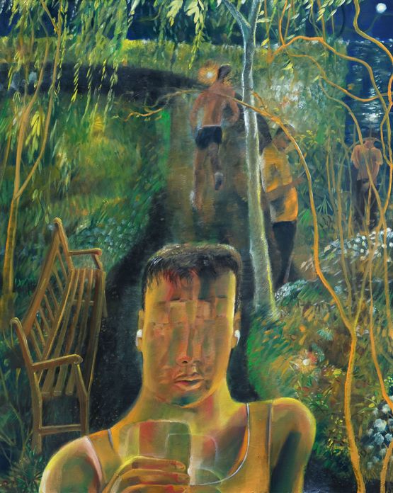 Park Bench by Alvin Ong contemporary artwork Painting