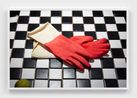 Red Rubber Gloves on Checkered Tile by Roe Ethridge contemporary artwork Print