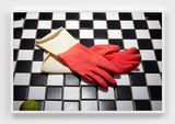 Red Rubber Gloves on Checkered Tile by Roe Ethridge contemporary artwork print