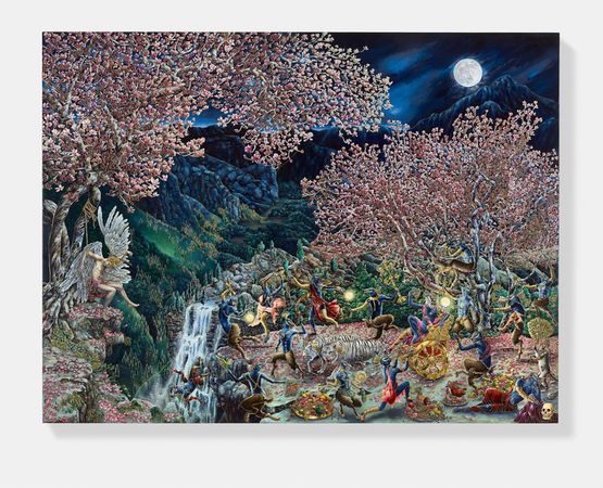The Martyrdom of Icarus After Honthorst and Carracci by Raqib Shaw contemporary artwork Painting
