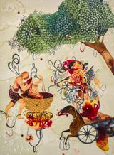 Carnage by Shiva Ahmadi contemporary artwork drawing painting works on paper