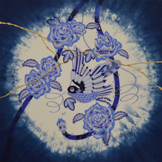 Rose bird - japan blue - 1 by Kohei Kyomori contemporary artwork Print