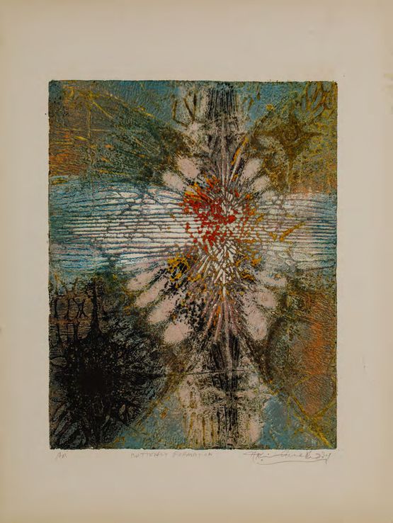Butterfly Formation by Krishna Reddy contemporary artwork Print