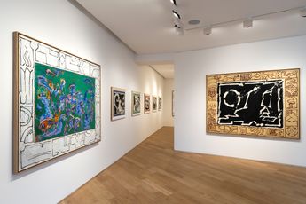 Contemporary art exhibition Pierre Alechinsky Travaux de lannee 2018 at Galerie Lelong 13 Rue de Teheran Paris France