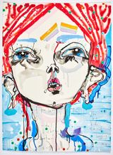 if you leave with me - the big kids started hugging me by Del Kathryn Barton contemporary artwork mixed media