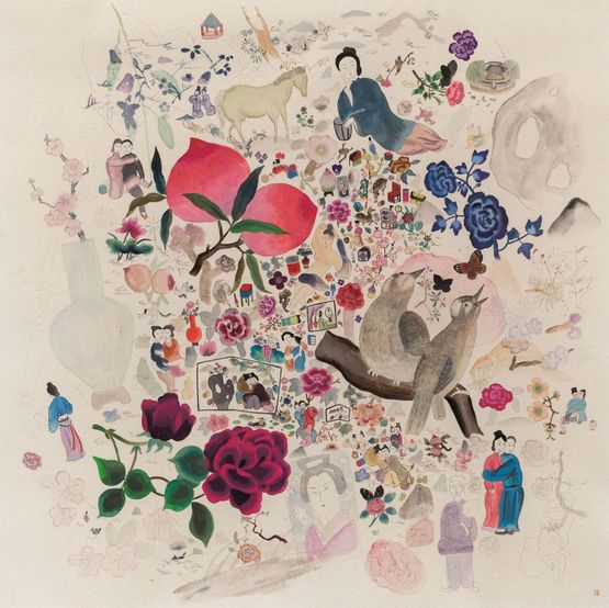 Peach Blossom Island by Wang Mengsha contemporary artwork Works on Paper