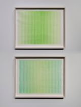 Diptych Permanent green Permanent green and Phthalo green by Adam Barker-Mill contemporary artwork painting works on paper
