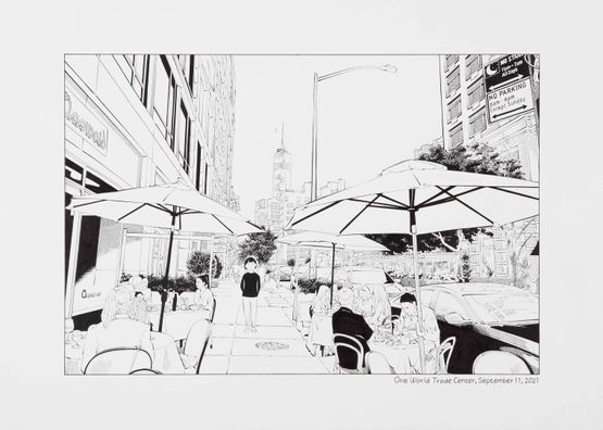 Noodling in New York series One World Trade Center September 11 2021  2 by Kondoh Akino contemporary artwork Works on Paper
