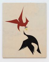 Hawk stealing gosling while mother fights back by Clare Rojas contemporary artwork painting works on paper