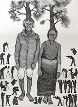 The Future of Indigenous Peoples 5 by Joydeb Roaja contemporary artwork drawing works on paper