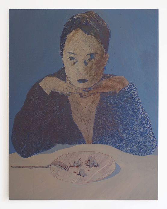 blue earrings by Zhou Xinyu contemporary artwork Painting