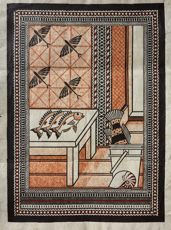 The Fisherman Returns to Banaras by Robin White contemporary artwork Textile