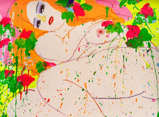 Kiss Me Kiss Me by Walasse Ting contemporary artwork Painting
