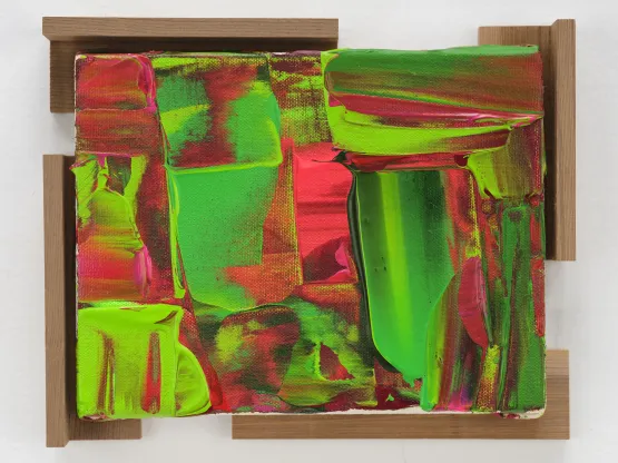 Oueral enker grene  A spetos spare to expoun in spelle quoso myt  Blod blykked on e grene by Kenjiro Okazaki contemporary artwork Painting