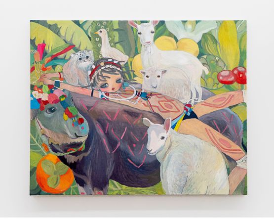 in africa a person lives a life being one with a cow by Aya Takano contemporary artwork Painting