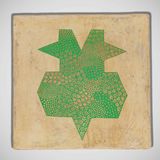 Spring Two Headed Bird - Study in green  gold by Praneet Soi contemporary artwork mixed media