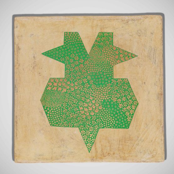 Spring Two Headed Bird - Study in green  gold by Praneet Soi contemporary artwork Mixed Media