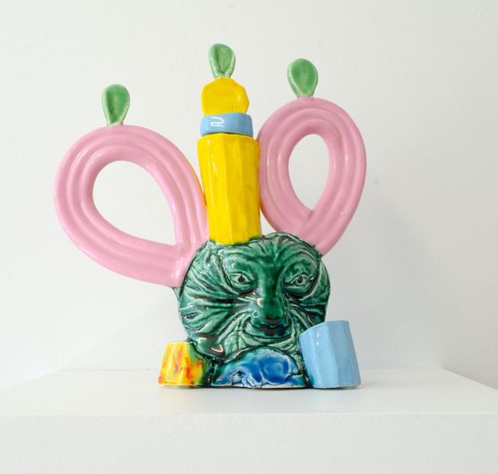 Green Man with extruded handles and facets by Glenn Barkley contemporary artwork Sculpture