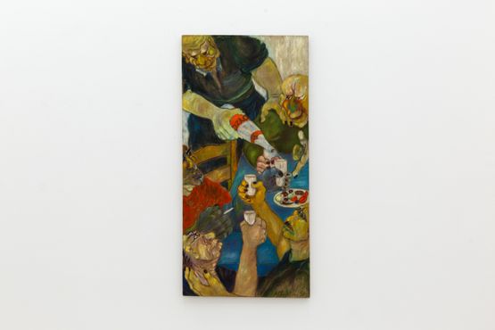 Kafeneia Astypalaia Waiter Serving Ouzo by Alexandra Christou contemporary artwork Painting
