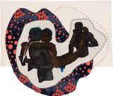 Watenda Mabaya Waliiba WEZIA gallop on Napoleons Nag across the bed of flowery thieves Barbaric whips to kill against Gods will by Pierre Mukeba contemporary artwork painting textile