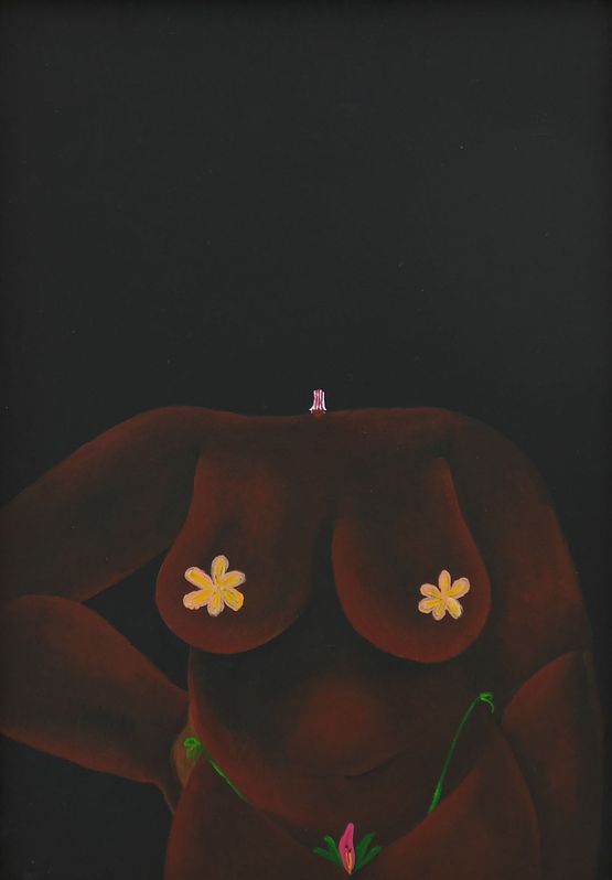 Does the cold water get warmer the longer you wait to jump by Bahati Simoens contemporary artwork Works on Paper