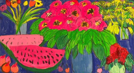 Summer Feast by Walasse Ting contemporary artwork Drawing