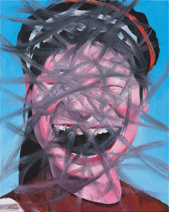 The Crowd by Yue Minjun contemporary artwork Painting