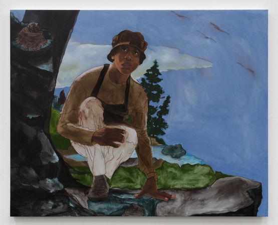 Kneeling for a Birds View by Nathaniel Oliver contemporary artwork Painting