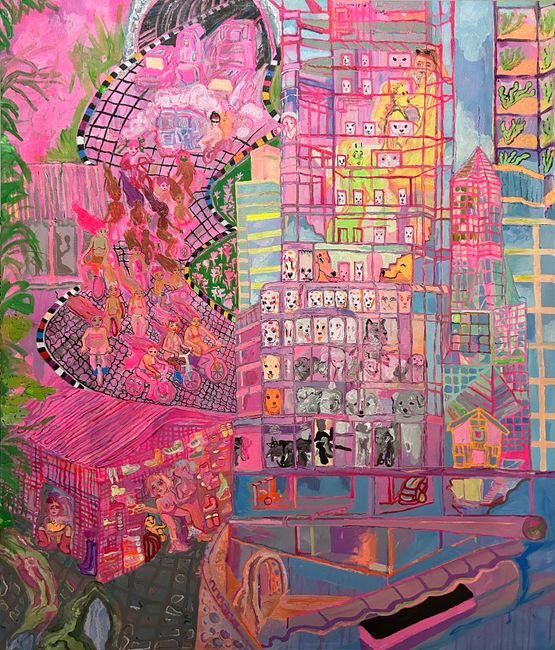 My Body is a 5-Star Hotel for Puppies by Maria Jeona Zoleta contemporary artwork Painting