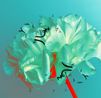 Grain Rain Series-Flower with Flying Text 4 by Hung Keung contemporary artwork Moving Image