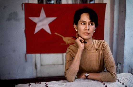 Daw Aung San Suu Kyi nonviolent activist and winner of the 1991 Nobel Peace Prize Rangoon Burma Myanmar by Steve Mccurry contemporary artwork Photography