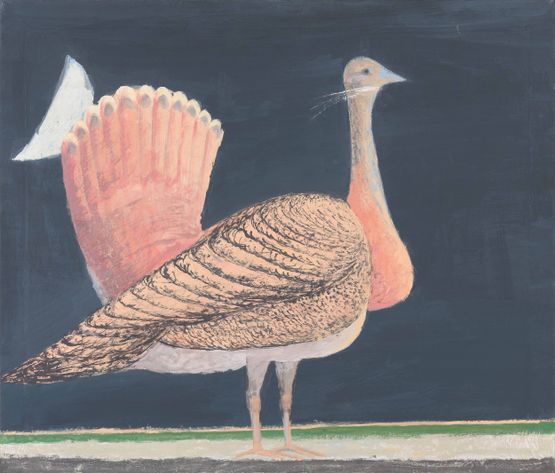 Dropia si luna The Great Bustard and the Moon by Sorin Campan contemporary artwork Painting