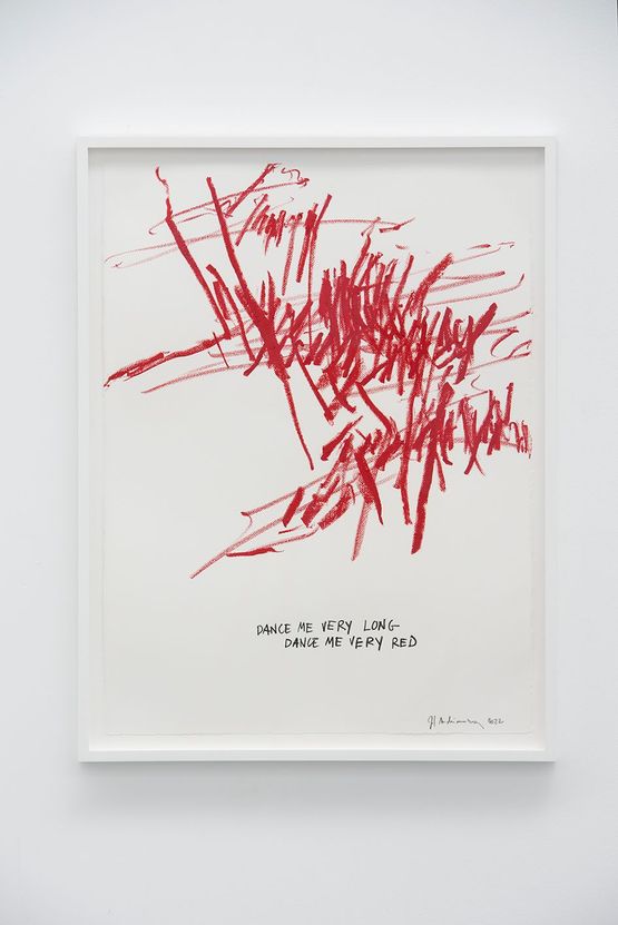 DANCE ME VERY LONG DANCE ME VERY RED by Joel Andrianomearisoa contemporary artwork Works on Paper