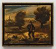 Untitled Paesaggio con figura umana e cavalletta by Luigi Zuccheri contemporary artwork Painting