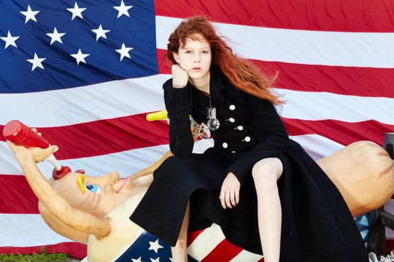 Nathalie with Hot Dog and Flag by Roe Ethridge contemporary artwork Photography