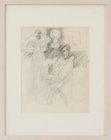 Frank OHara in George Segals Studio Woman Looking in a Mirror by Elaine De Kooning contemporary artwork drawing painting works on paper