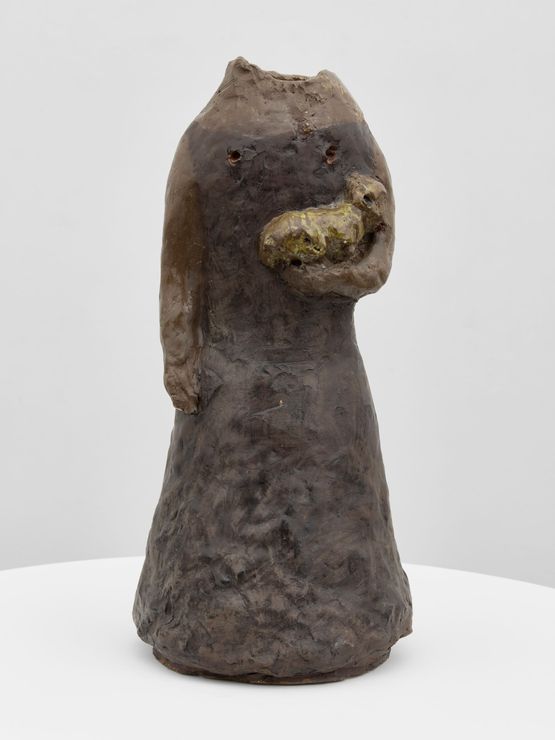 Dark Figure with Yellow Miko by Leiko Ikemura contemporary artwork