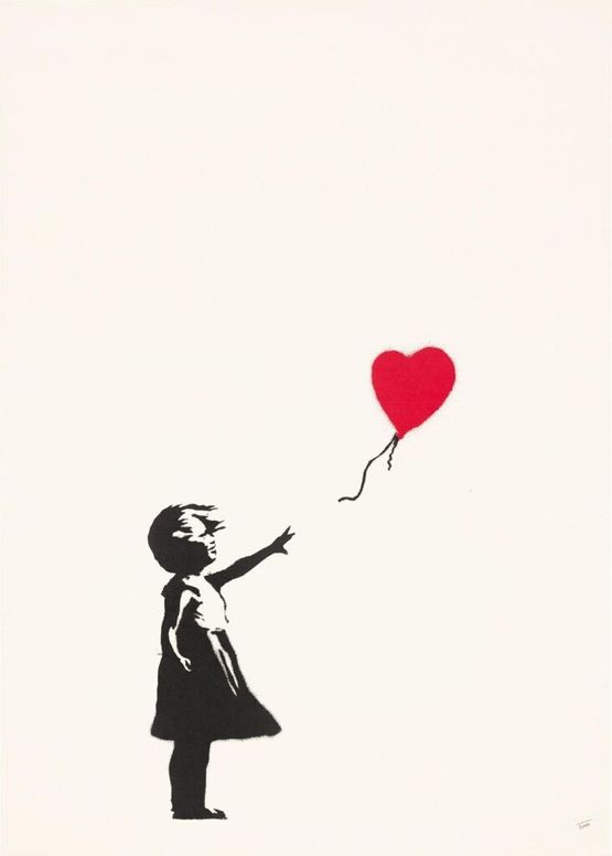 Girl With A Balloon unsigned by Banksy contemporary artwork Works on Paper