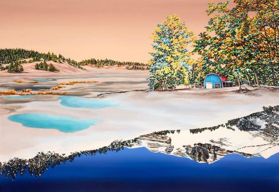 Double Lake Double Take by Kevin Chin contemporary artwork Painting