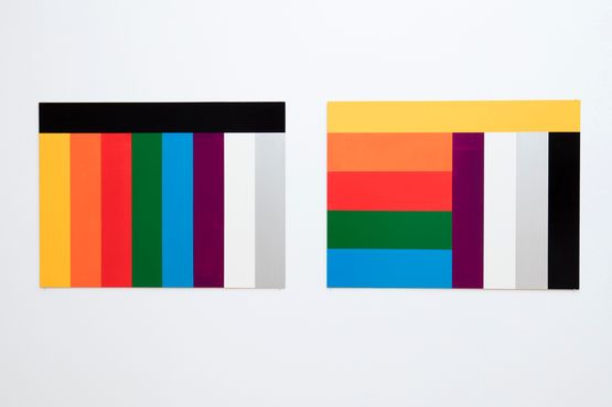Pair of polychrome painting Colour Group A 1 2 by John Nixon contemporary artwork Painting