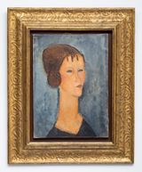 Jeune fille aux macarons Young Woman with Hair in Side Buns by Amedeo Modigliani contemporary artwork painting