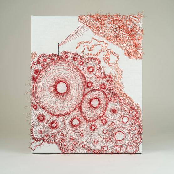 Connected to the Universe by Chiharu Shiota contemporary artwork Textile