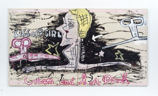 Sissor Girl by Rose Wylie contemporary artwork Painting
