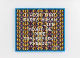 I WISH THAT EVERY HUMAN LIFE MIGHT BE PURE TRANSPARENT FREEDOM by Jeffrey Gibson contemporary artwork mixed media sculpture