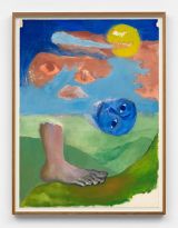 Untitled - Blue Head and Foot on a Hill by Ken Kiff contemporary artwork painting