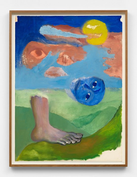 Untitled - Blue Head and Foot on a Hill by Ken Kiff contemporary artwork Painting