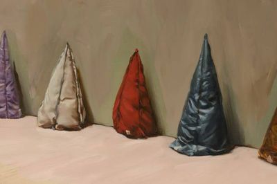 Prada Dons Michael Borremans Satin Cones in Shanghai