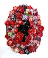 Bloom Sister in Rosy Red and Burnished Plum by Layo Bright contemporary artwork sculpture
