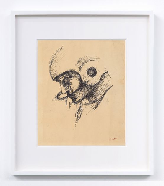 Study Sketch Profile in Helmet Facing Left by Ernie Barnes contemporary artwork Painting