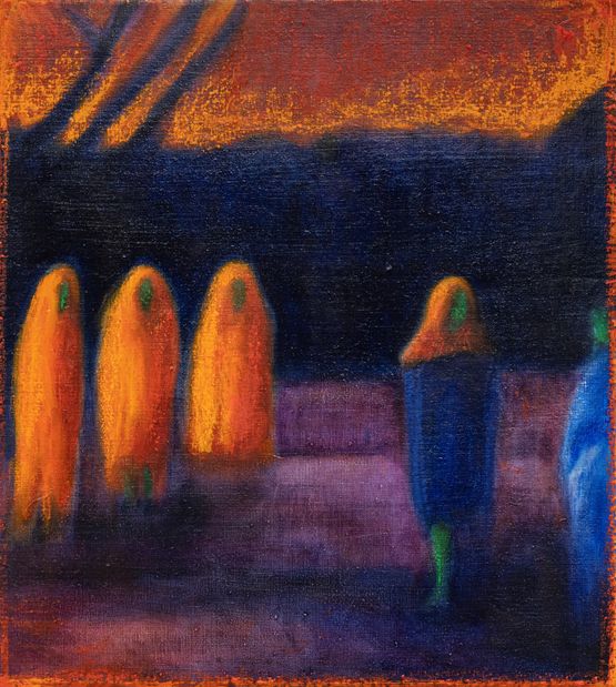 Three orange ones by William Bennett contemporary artwork Painting